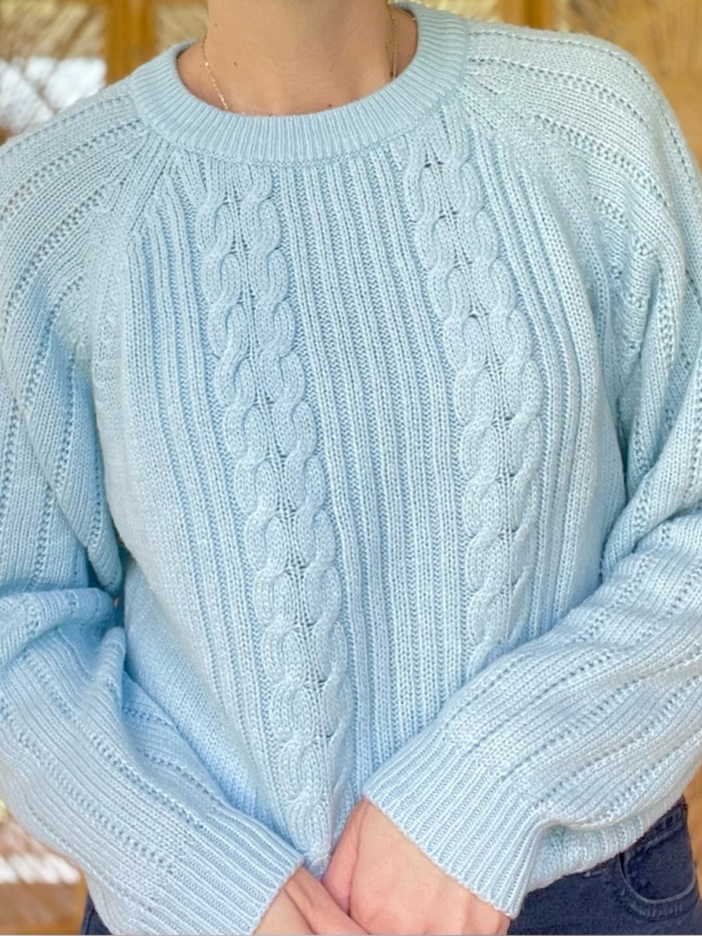 Vintage Prestige Global Pastel Blue Acrylic Knit Sweater